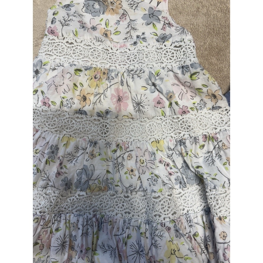 Tommy Bahama Baby Girl Dress Set 12M Floral Lace Tiered Blue Polka Dot Eyelet - Picture 4 of 12